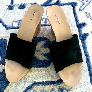 Black Suede Platform Slide